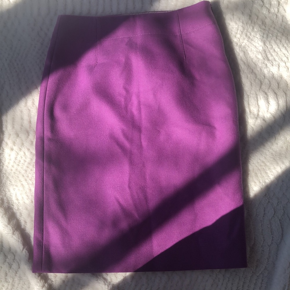 J Crew Purple Wool Pencil Skirt